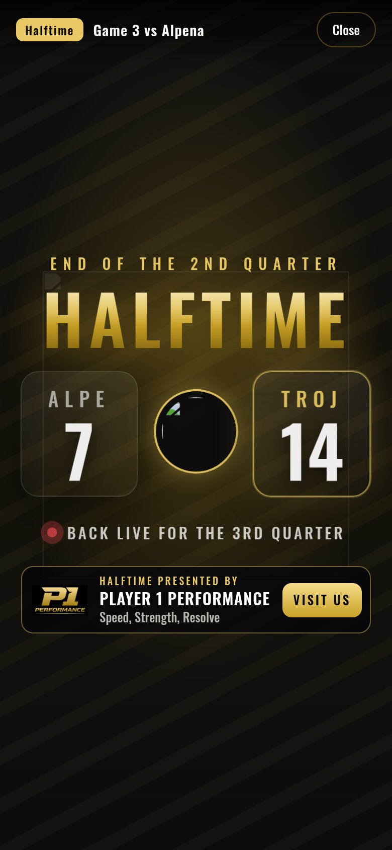 The halftime board as the parents see it
